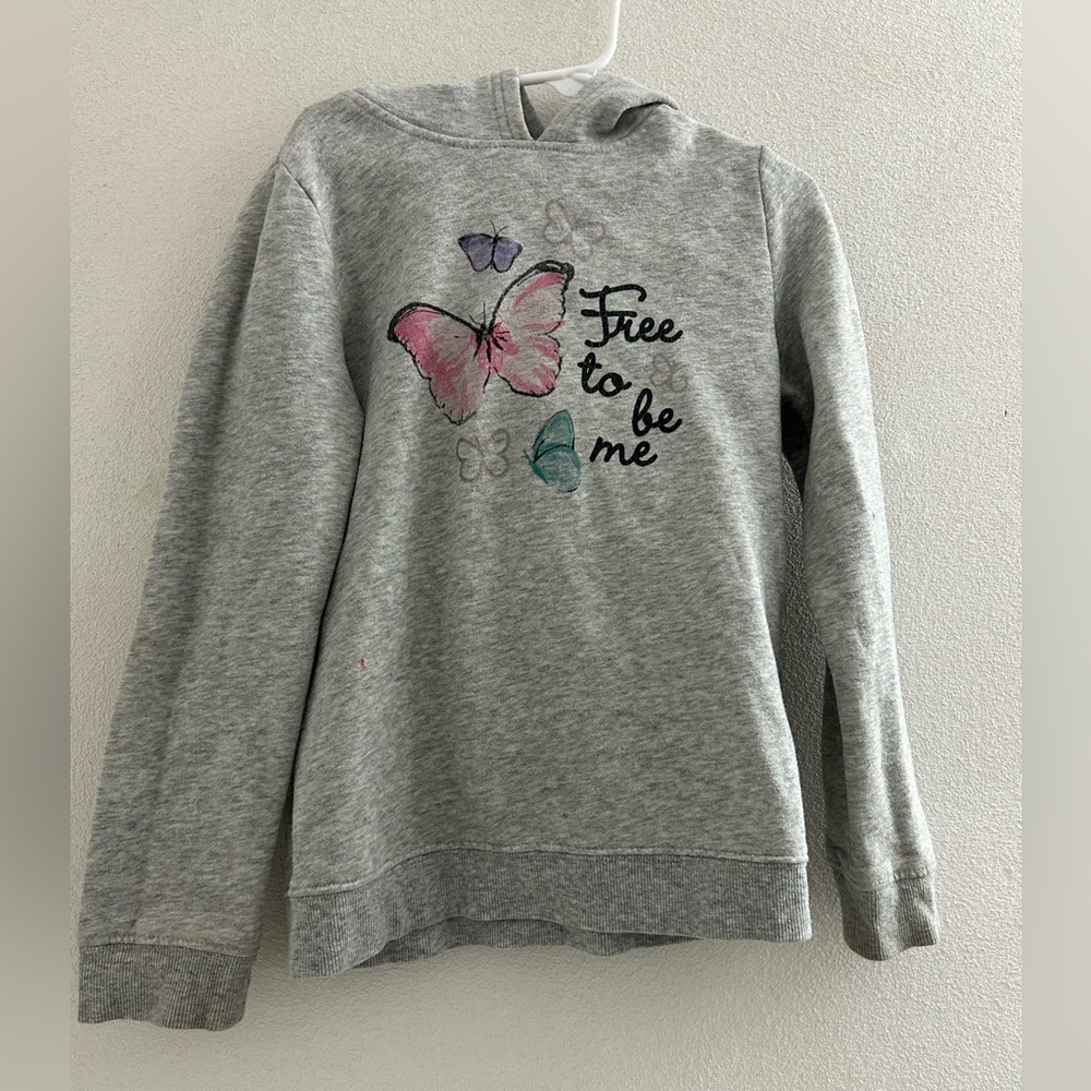 jumping beans Gray Hoodie with Pink & Teal Butterfly Graphic